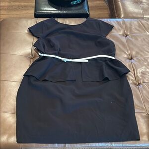 Worthington Black Dress with White Belt NWOT